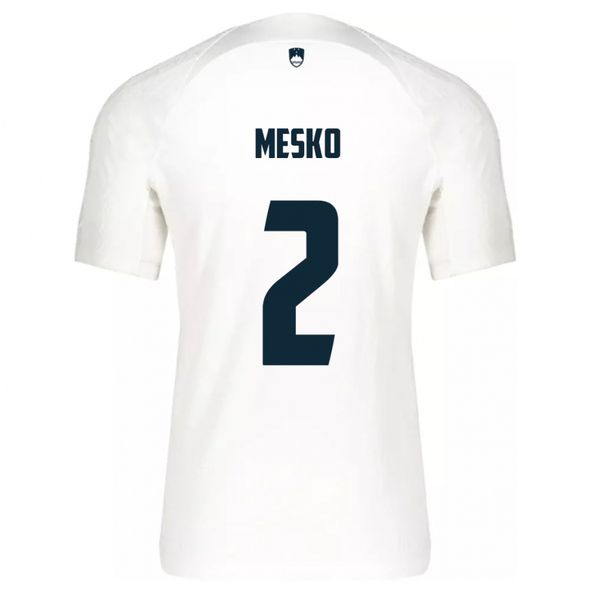 Herren Slowenien Zan Mesko #2 Weiß Heimtrikot Trikot 24-26 T-Shirt