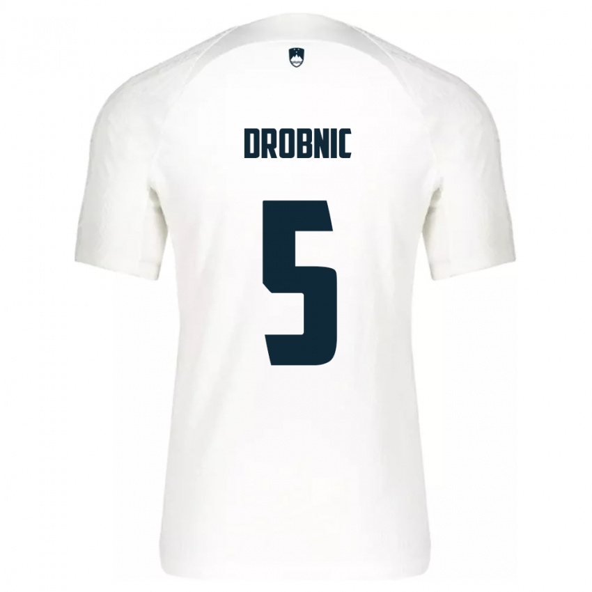 Herren Slowenien Dominik Drobnic #5 Weiß Heimtrikot Trikot 24-26 T-Shirt