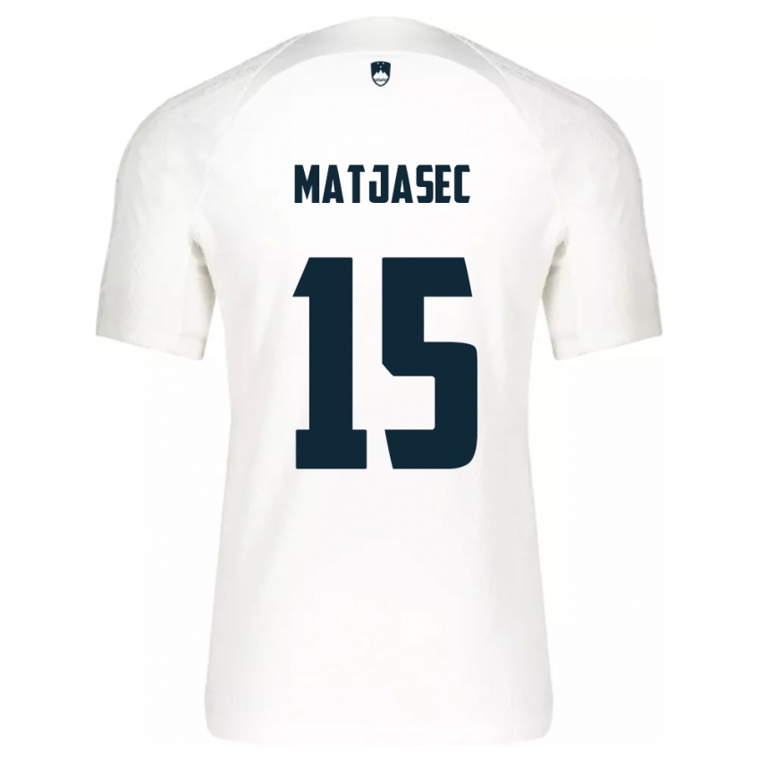 Herren Slowenien Miha Matjasec #15 Weiß Heimtrikot Trikot 24-26 T-Shirt