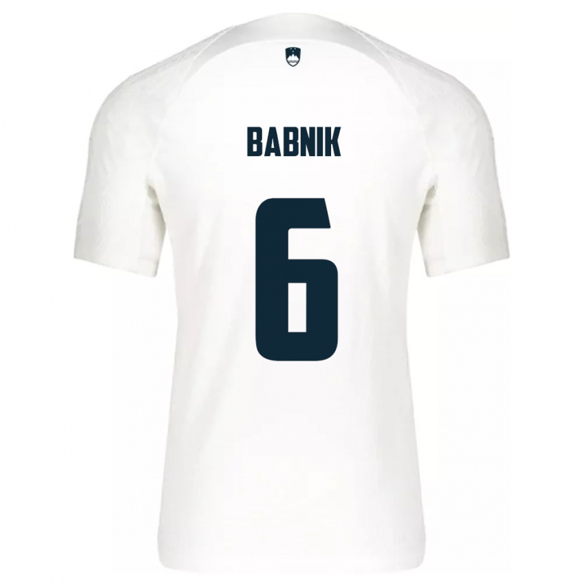 Herren Slowenien Nika Babnik #6 Weiß Heimtrikot Trikot 24-26 T-Shirt