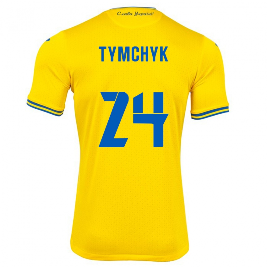 Herren Ukraine Oleksandr Tymchyk #24 Gelb Heimtrikot Trikot 24-26 T-Shirt