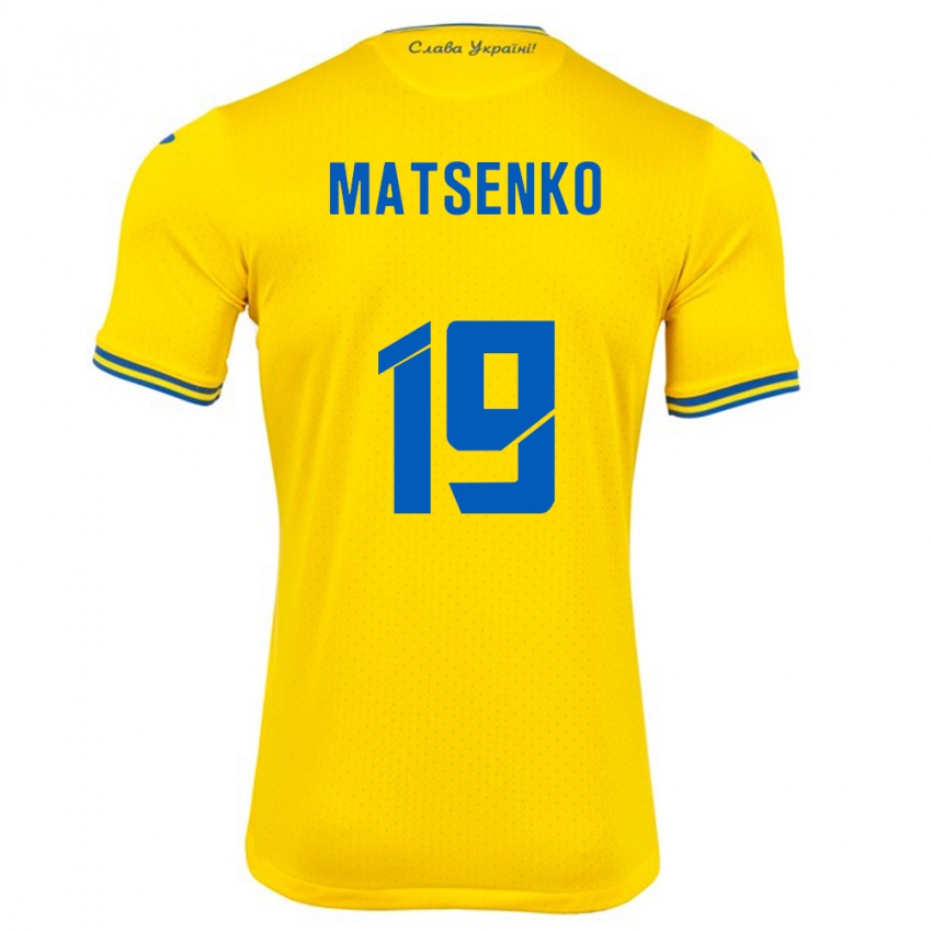 Herren Ukraine Yegor Matsenko #19 Gelb Heimtrikot Trikot 24-26 T-Shirt