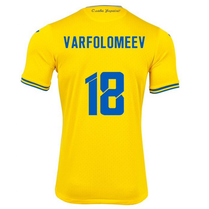 Herren Ukraine Ivan Varfolomeev #18 Gelb Heimtrikot Trikot 24-26 T-Shirt