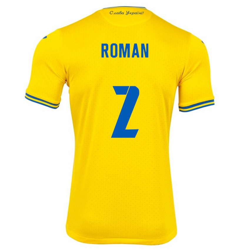 Herren Ukraine Vitaliy Roman #2 Gelb Heimtrikot Trikot 24-26 T-Shirt