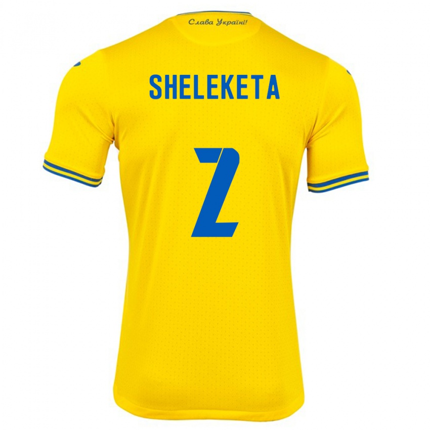 Herren Ukraine Mykyta Sheleketa #2 Gelb Heimtrikot Trikot 24-26 T-Shirt