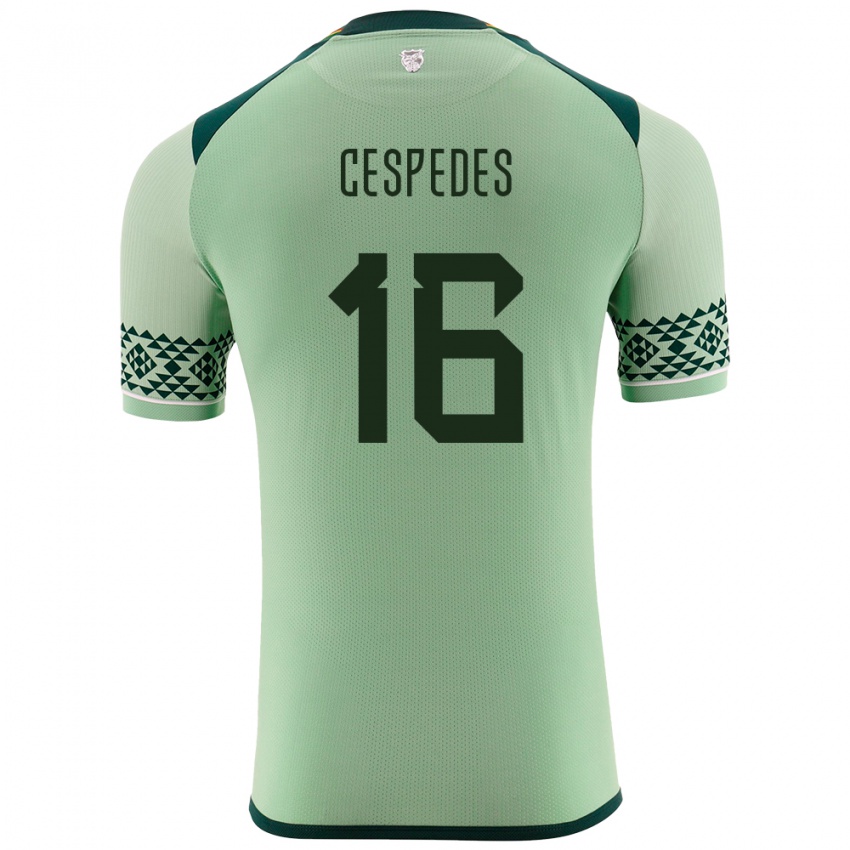 Herren Bolivien Boris Céspedes #16 Hellgrün Heimtrikot Trikot 24-26 T-Shirt