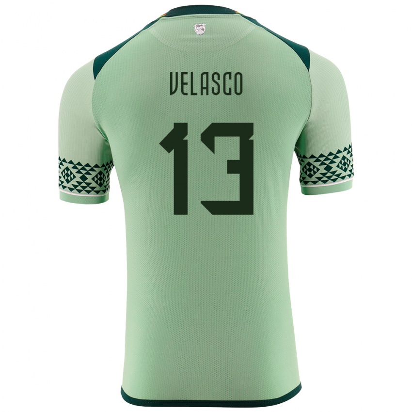 Herren Bolivien Jhon Velasco #13 Hellgrün Heimtrikot Trikot 24-26 T-Shirt