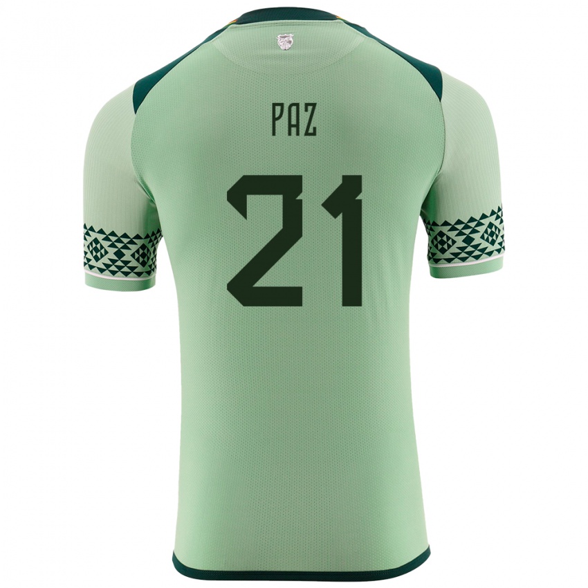 Herren Bolivien Luis Paz #21 Hellgrün Heimtrikot Trikot 24-26 T-Shirt