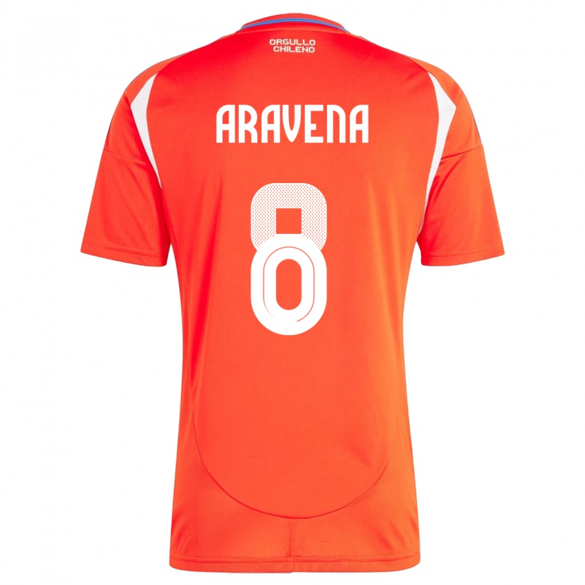 Herren Chile Alexander Aravena #8 Rot Heimtrikot Trikot 24-26 T-Shirt
