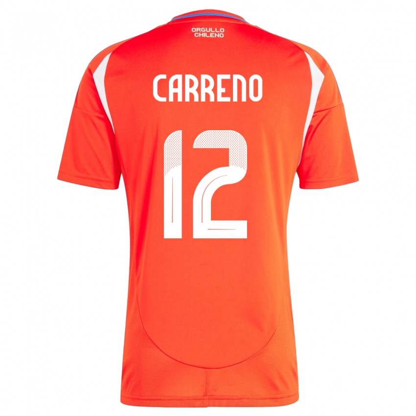 Herren Chile Diego Carreño #12 Rot Heimtrikot Trikot 24-26 T-Shirt