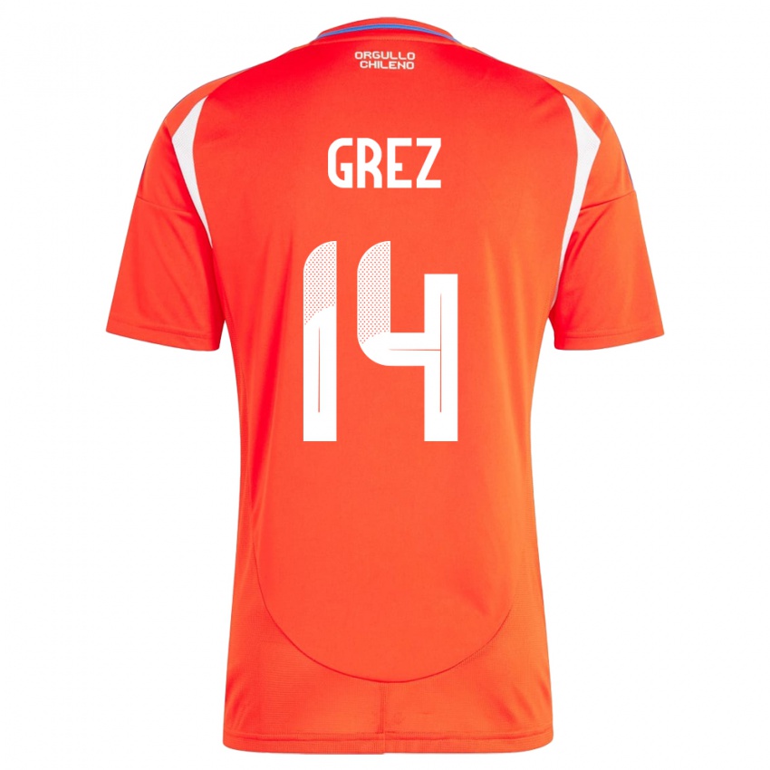 Herren Chile Javiera Grez #14 Rot Heimtrikot Trikot 24-26 T-Shirt