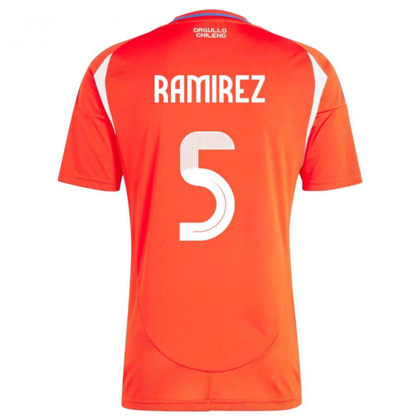 Herren Chile Fernanda Ramírez #5 Rot Heimtrikot Trikot 24-26 T-Shirt