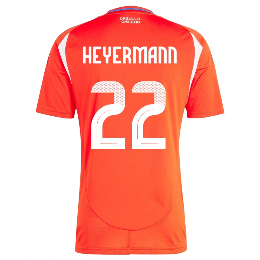 Herren Chile Agustina Heyermann #22 Rot Heimtrikot Trikot 24-26 T-Shirt