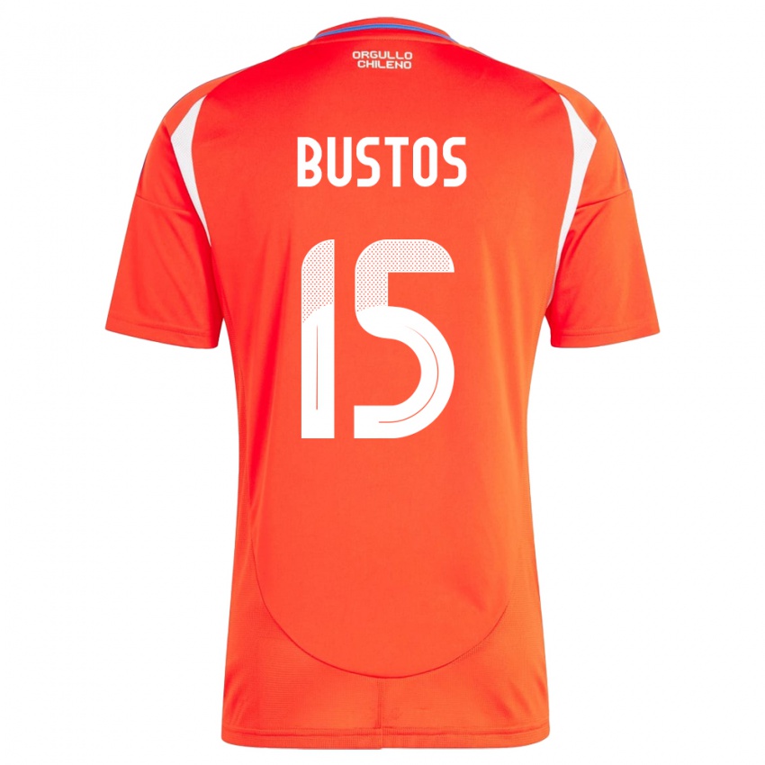 Herren Chile Melissa Bustos #15 Rot Heimtrikot Trikot 24-26 T-Shirt