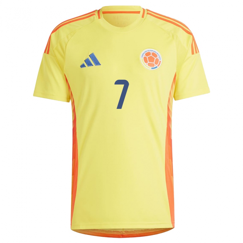 Herren Kolumbien María Camila Reyes #7 Gelb Heimtrikot Trikot 24-26 T-Shirt