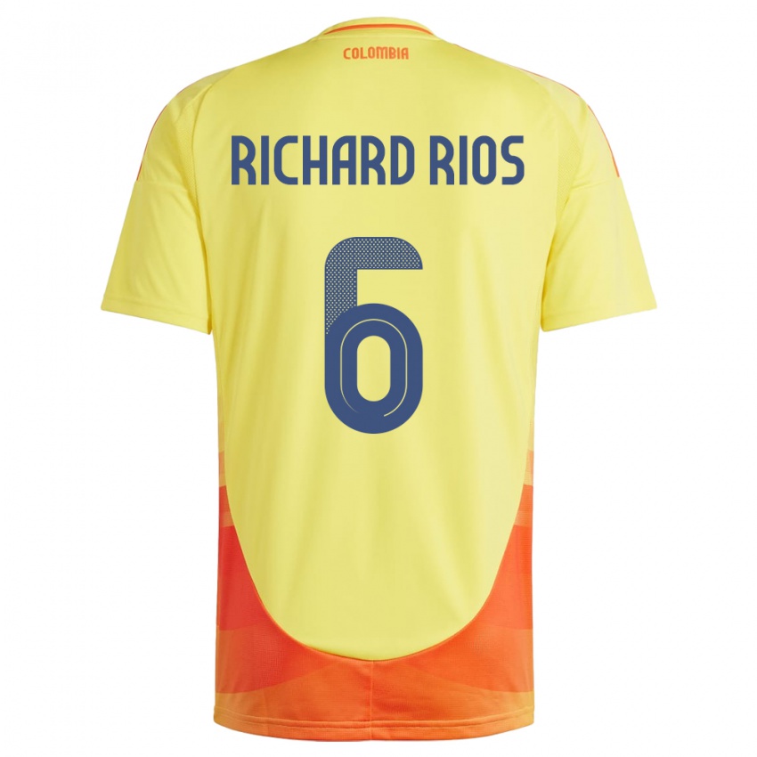 Herren Kolumbien Richard Ríos #6 Gelb Heimtrikot Trikot 24-26 T-Shirt