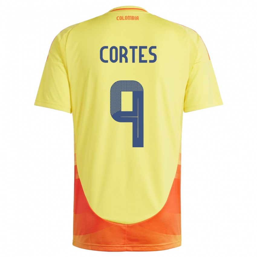 Herren Kolumbien Carlos Cortés #9 Gelb Heimtrikot Trikot 24-26 T-Shirt