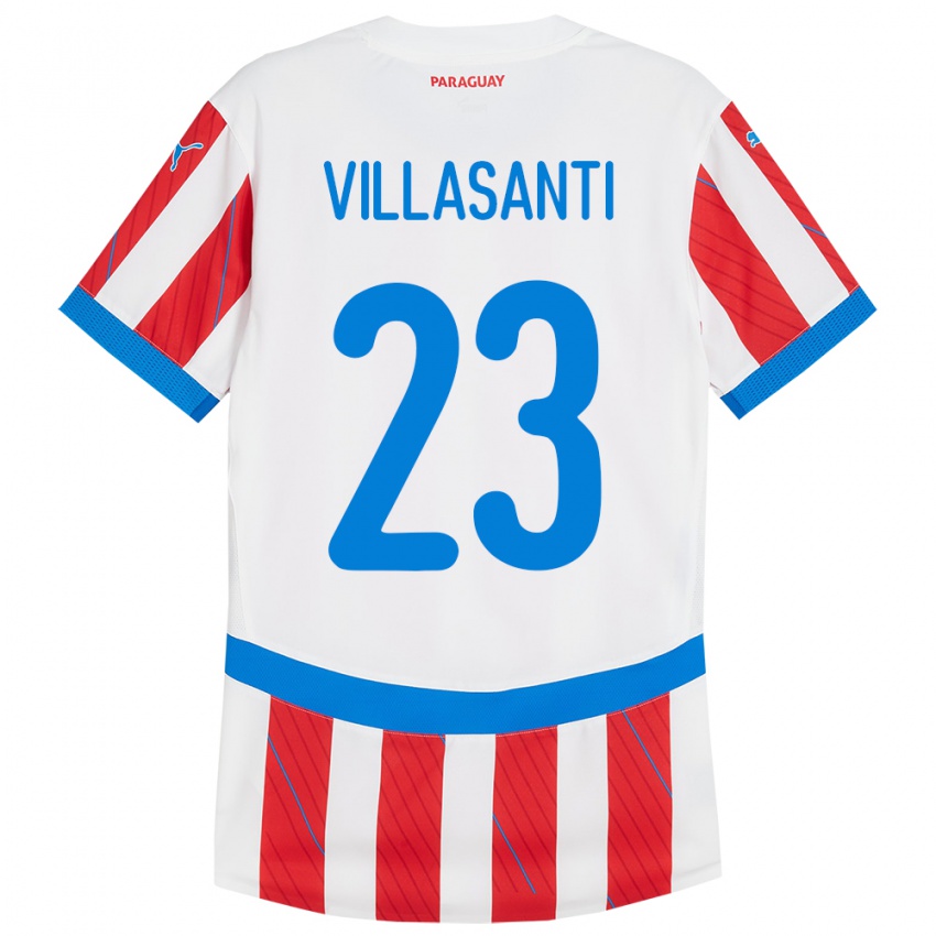 Herren Paraguay Mathías Villasanti #23 Weiß Rot Heimtrikot Trikot 24-26 T-Shirt
