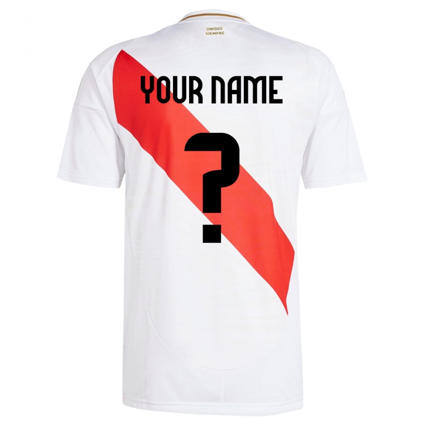 Herren Peru Ihren Namen #0 Weiß Heimtrikot Trikot 24-26 T-Shirt