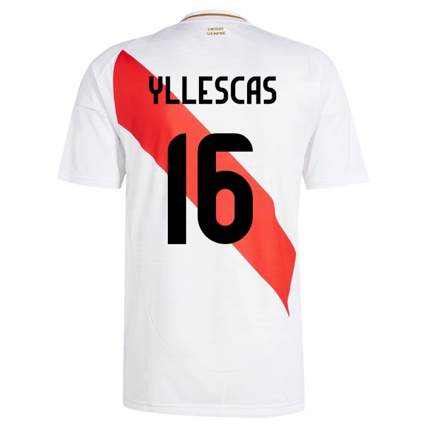 Herren Peru Jhosenffer Yllescas #16 Weiß Heimtrikot Trikot 24-26 T-Shirt