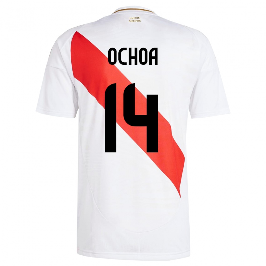 Herren Peru Victoria Ochoa #14 Weiß Heimtrikot Trikot 24-26 T-Shirt