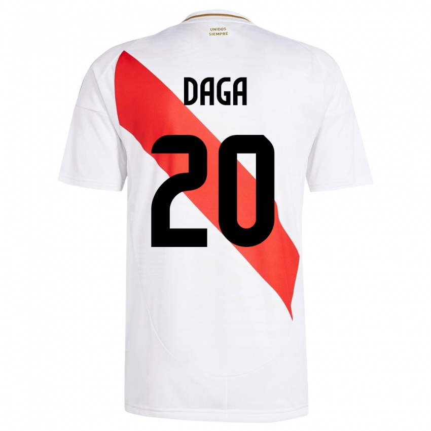 Herren Peru Azucena Daga #20 Weiß Heimtrikot Trikot 24-26 T-Shirt