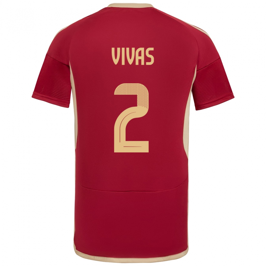 Herren Venezuela Carlos Vivas #2 Burgund Heimtrikot Trikot 24-26 T-Shirt