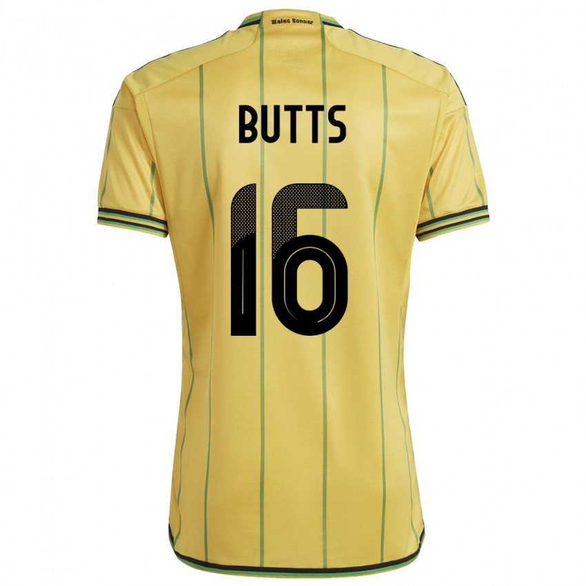 Herren Jamaika Njeri Butts #16 Gelb Heimtrikot Trikot 24-26 T-Shirt