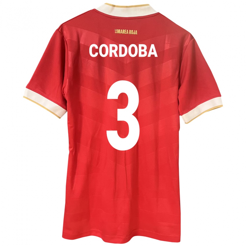 Herren Panama José Córdoba #3 Rot Heimtrikot Trikot 24-26 T-Shirt