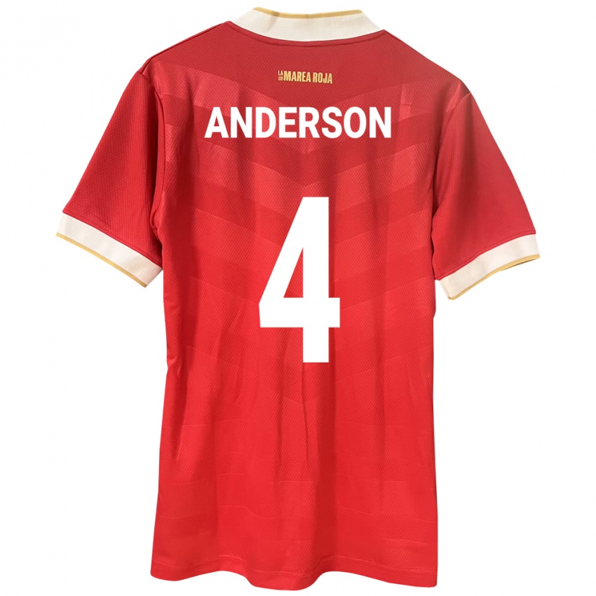 Herren Panama Eduardo Anderson #4 Rot Heimtrikot Trikot 24-26 T-Shirt