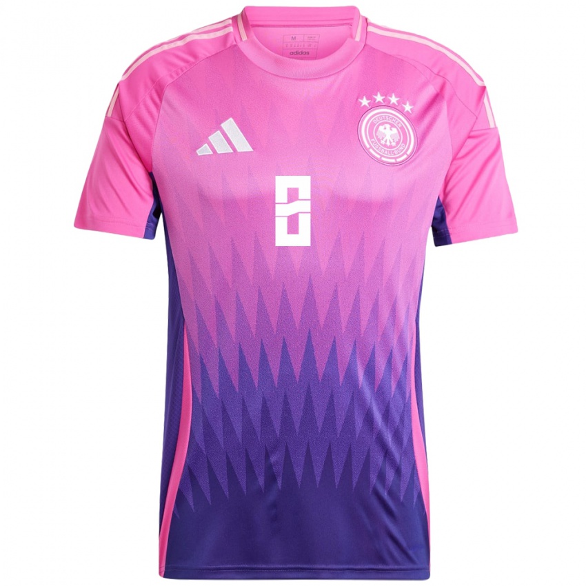 Herren Deutschland Leon Goretzka #8 Pink Lila Auswärtstrikot Trikot 24-26 T-Shirt
