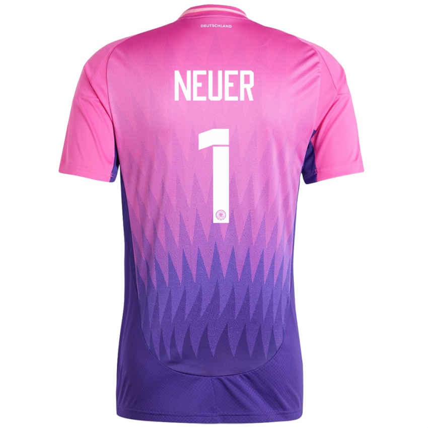 Herren Deutschland Manuel Neuer #1 Pink Lila Auswärtstrikot Trikot 24-26 T-Shirt