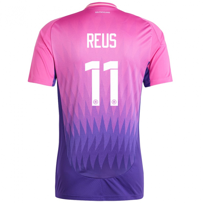 Herren Deutschland Marco Reus #11 Pink Lila Auswärtstrikot Trikot 24-26 T-Shirt