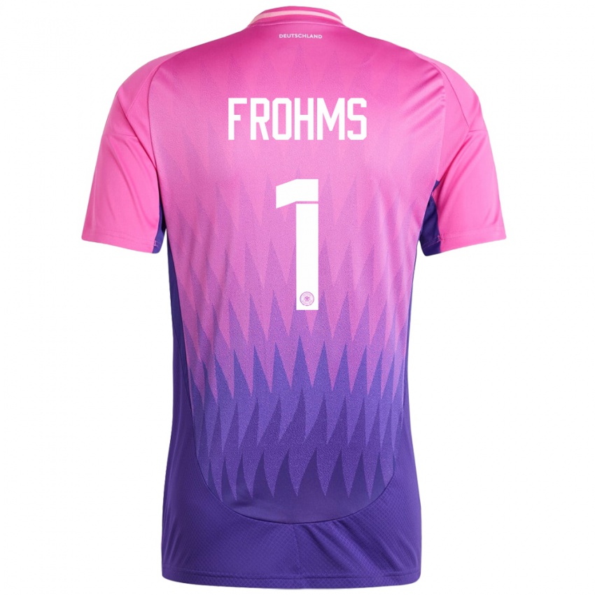 Herren Deutschland Merle Frohms #1 Pink Lila Auswärtstrikot Trikot 24-26 T-Shirt