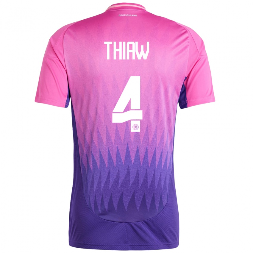 Herren Deutschland Malick Thiaw #4 Pink Lila Auswärtstrikot Trikot 24-26 T-Shirt