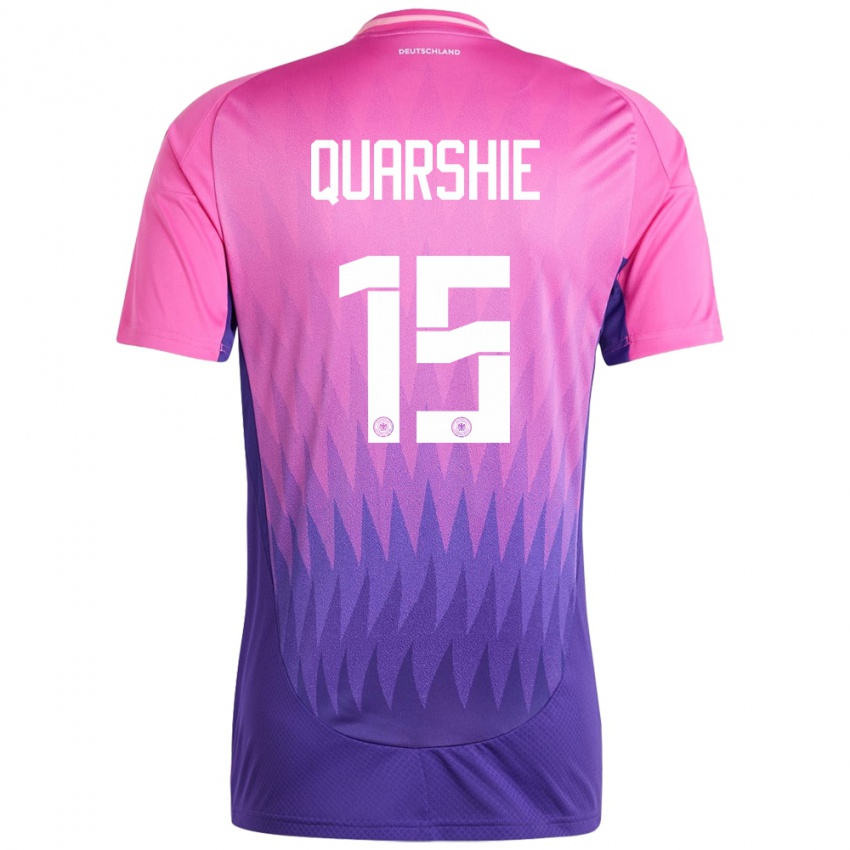 Herren Deutschland Joshua Quarshie #15 Pink Lila Auswärtstrikot Trikot 24-26 T-Shirt