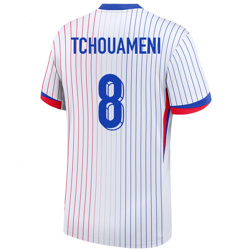 Herren Frankreich Aurelien Tchouameni #8 Weiß Auswärtstrikot Trikot 24-26 T-Shirt