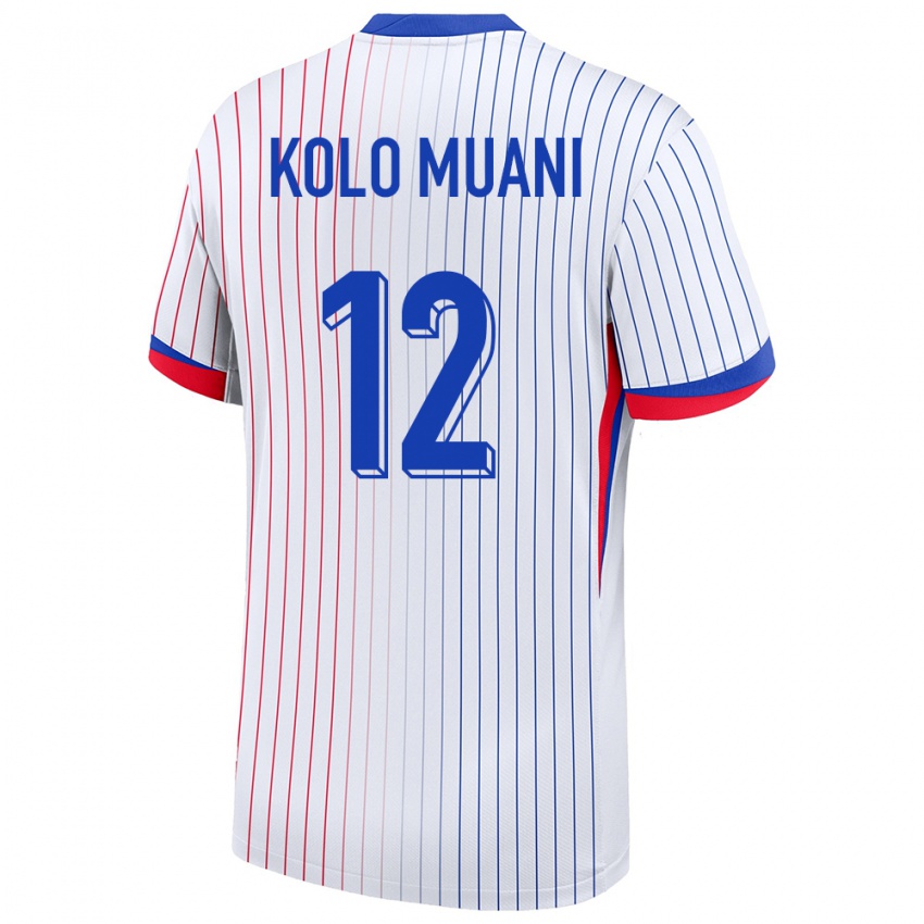 Herren Frankreich Randal Kolo Muani #12 Weiß Auswärtstrikot Trikot 24-26 T-Shirt