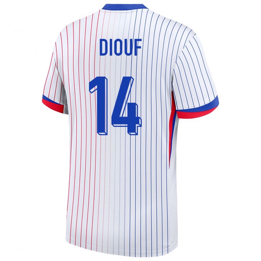 Herren Frankreich Andy Diouf #14 Weiß Auswärtstrikot Trikot 24-26 T-Shirt