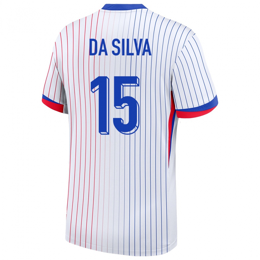 Herren Frankreich Florent Da Silva #15 Weiß Auswärtstrikot Trikot 24-26 T-Shirt