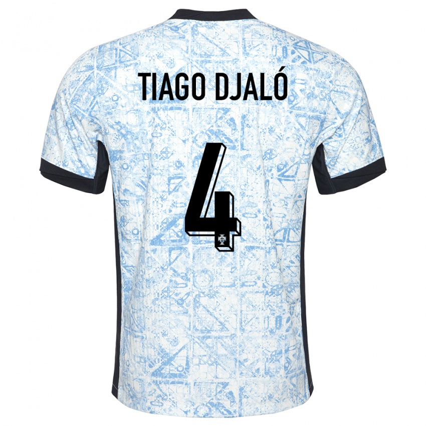 Herren Portugal Tiago Djalo #4 Cremeblau Auswärtstrikot Trikot 24-26 T-Shirt