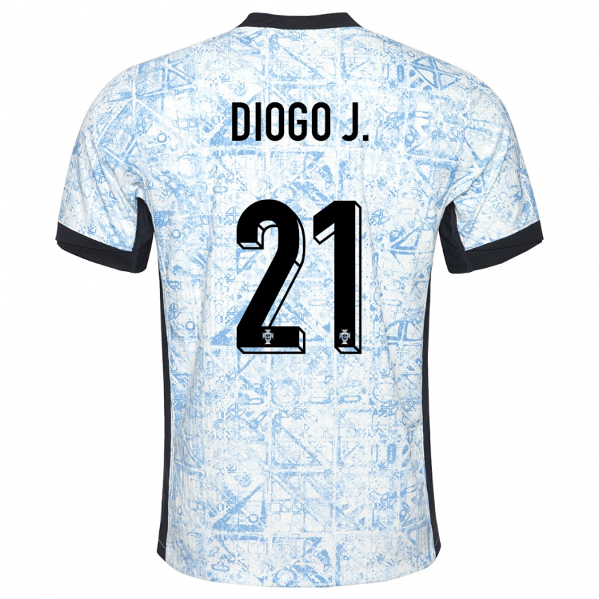 Herren Portugal Diogo Jota #21 Cremeblau Auswärtstrikot Trikot 24-26 T-Shirt