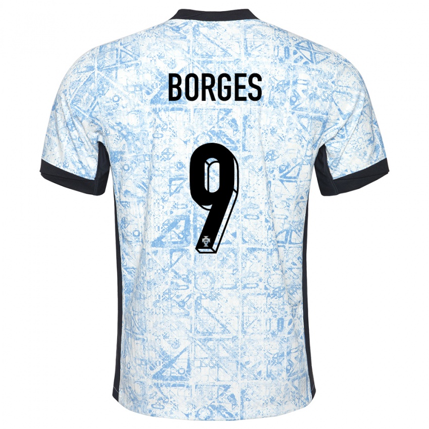 Herren Portugal Ana Borges #9 Cremeblau Auswärtstrikot Trikot 24-26 T-Shirt