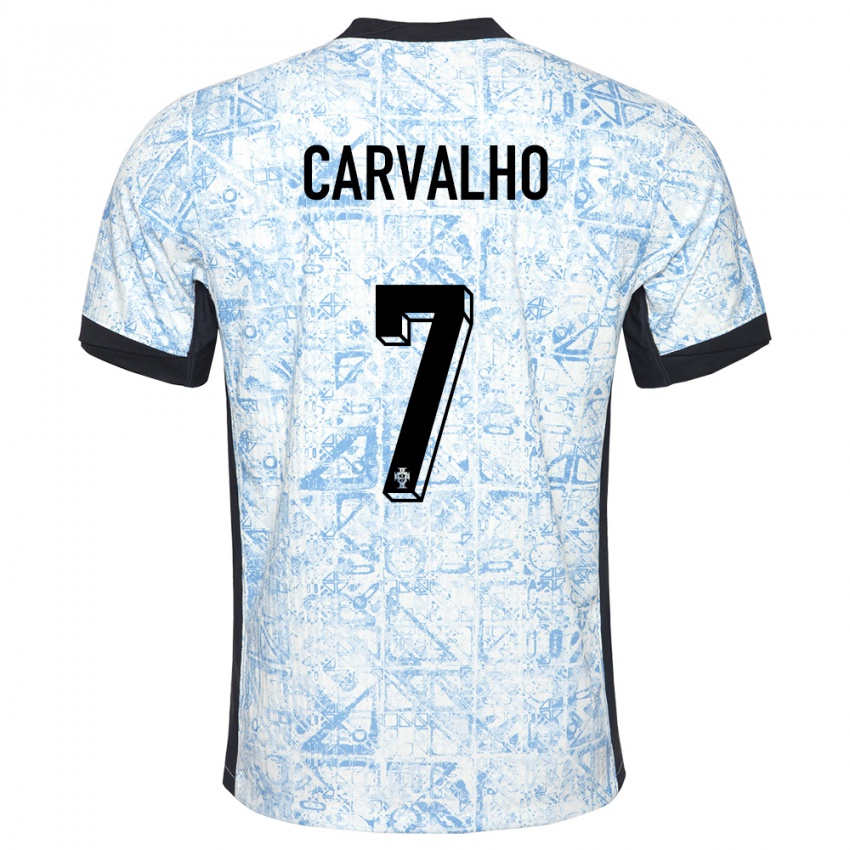 Herren Portugal Fabio Carvalho #7 Cremeblau Auswärtstrikot Trikot 24-26 T-Shirt