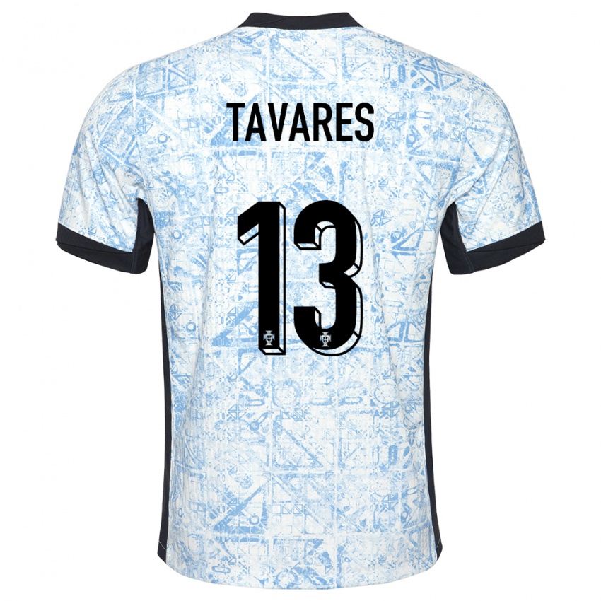 Herren Portugal Nuno Tavares #13 Cremeblau Auswärtstrikot Trikot 24-26 T-Shirt