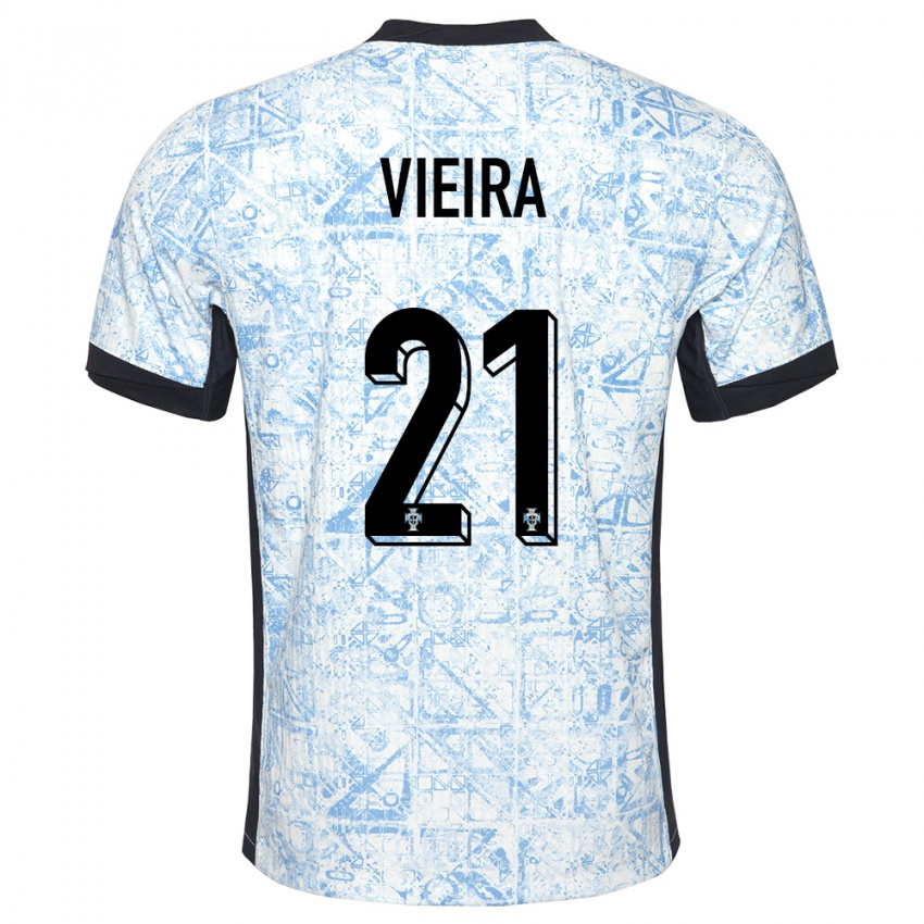 Herren Portugal Fabio Vieira #21 Cremeblau Auswärtstrikot Trikot 24-26 T-Shirt