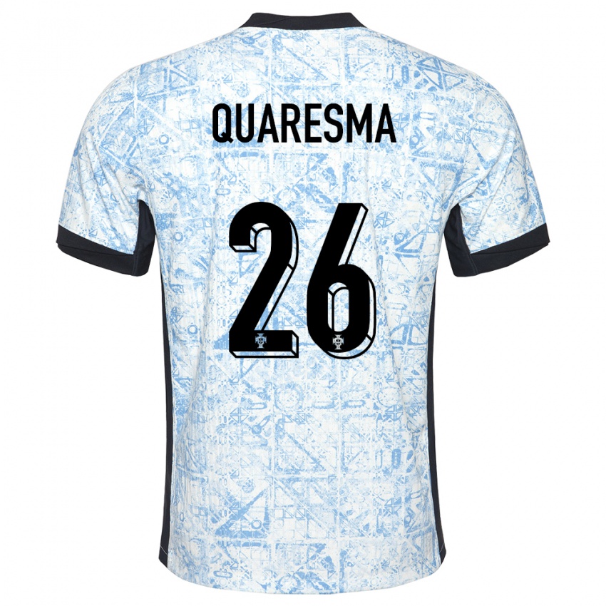 Herren Portugal Eduardo Quaresma #26 Cremeblau Auswärtstrikot Trikot 24-26 T-Shirt