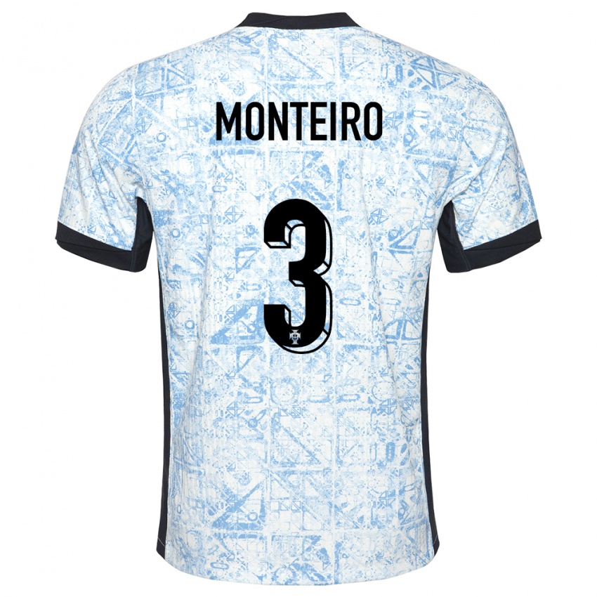 Herren Portugal Diogo Monteiro #3 Cremeblau Auswärtstrikot Trikot 24-26 T-Shirt