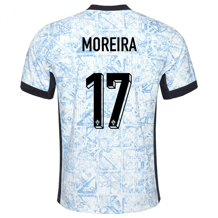 Herren Portugal Afonso Moreira #17 Cremeblau Auswärtstrikot Trikot 24-26 T-Shirt