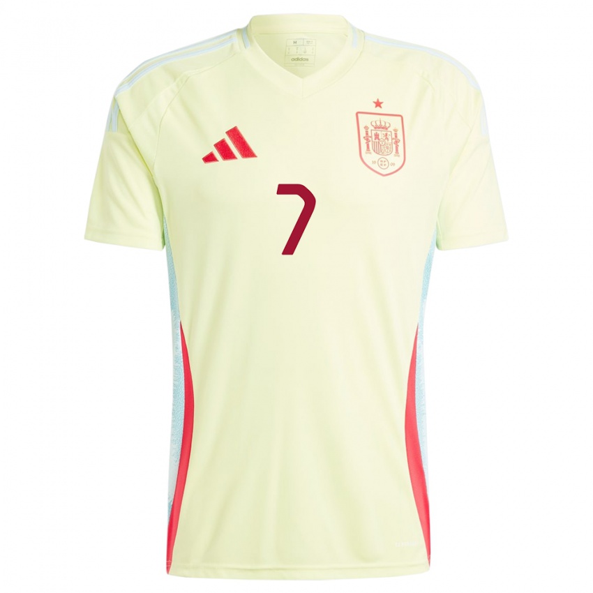 Herren Spanien Alvaro Morata #7 Gelb Auswärtstrikot Trikot 24-26 T-Shirt
